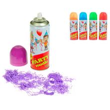 Párty sprej s farebnými rezancami na oslavy.