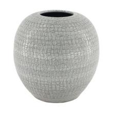 Terakotová váza s textúrou v šedej farbe.