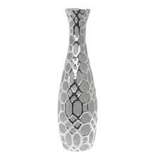 Keramická váza so strieborným lesklým vzorom, výška 50 cm.