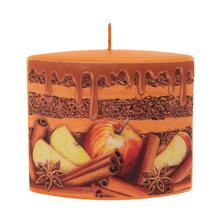 Vianočná sviečka ELIPSA GW 11/2024 114/40 ŠKORICA s motívom jablka a škorice.