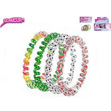 Náramok a gumička do vlasov v štyroch farbách.