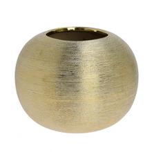 Zlatý keramický obal na kvetináče s hladkým povrchom.