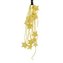 Zlatá korálková girlanda s hviezdami, dĺžka 270 cm.