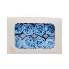 Ruža preparovaná SKY BLUE, 4cm v bielej krabičke.