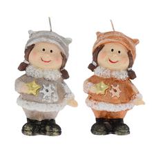 Figúrka chlapca a dievčaťa s vianočným motívom, 11 cm vysoká.