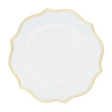 Biely tanier s zlatým okrajom, priemer 33 cm.