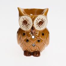 Aromalampa sova z porcelánu, hnedá farba.