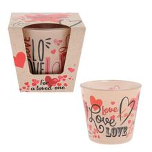 Sviečka v skle s motívom srdca pre milovanú osobu.