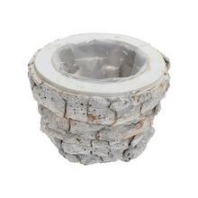 Drevený obal s textúrou, priemer 17 cm, výška 10 cm.