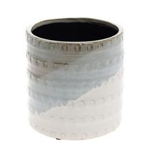 Trojfarebný keramický obal v šedej farbe.