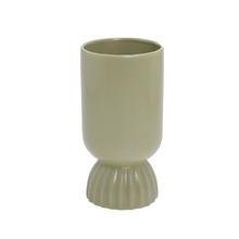 Zelený keramický obal na kvety s podstavcom.