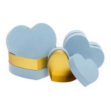 Darčeková krabička v tvare srdca, mentolová farba, sada 3 kusy.