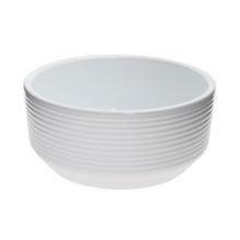 Biela misa s pásmi, priemer 30,5 cm, výška 13 cm.