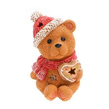 Medveď so srdcom LED červený/hnedý/biely, poly 13,5*12,5*15,5 cm