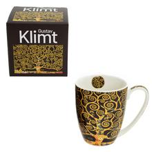 Šálka s motívom stromu šťastia od Gustava Klimta, hnedá, 360ml.