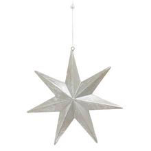 Strieborná drevená hviezda na zavesenie.