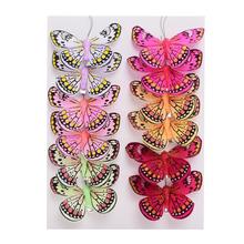 Farebné motýle na klipe, 7 cm, balenie po 12 kusoch.