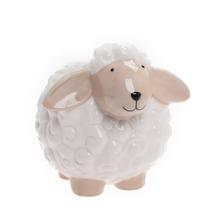 Porcelánová ovečka v béžovej a bielej farbe.