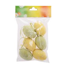 Sada plastových vajíčok v žltej a zelenej farbe, 6 kusov.