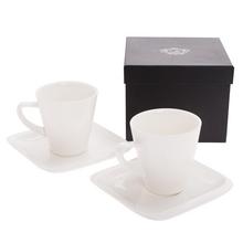 Biele espresso šálky s podšálkou, sada 2 kusy.