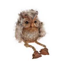 Sova sediaca sivohnedá keramická dekorácia.