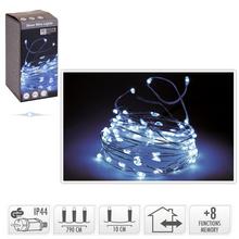 Vianočné LED svetlá na drôte s 80 LED diódami, studená biela, vhodné na vonkajšie a vnútorné použitie.