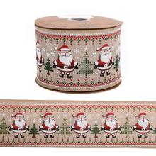 Vianočná stuha so Santa Clausom, 6,3 cm x 10 m.