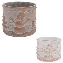 Obal na kvetináč s vianočným motívom, priemer 14 cm, výška 11,5 cm.