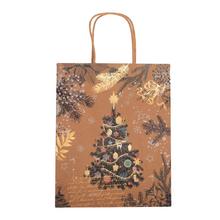 Vianočná papierová taška s motívom stromčeka.