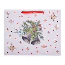 Vianočná taška s motívom zvončekov a hviezd.