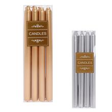 Sada vianočných sviečok v metalickej farbe, 20 cm, 8 kusov.