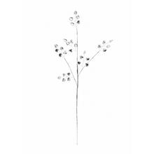 Konár s kryštálikmi a srdiečkami v striebornej farbe, 55 cm.
