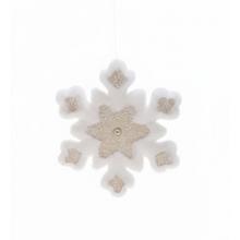 Biely a béžový textilný záves vo forme vločky.