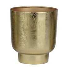 Kvetináč obal so vzorom listov v zlatej farbe.