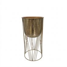 Kvetináč obal so stojanom v bronzovej farbe.