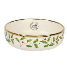 Vianočná miska z porcelánu s priemerom 16 cm a výškou 5,8 cm.