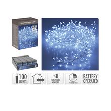 Strieborné drôtové svetlá s 100 LED diódami a časovačom.